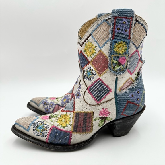 Old Gringo Yippee Ki Yay by Heirloom Short Embroidered Patchwork Ankle Booties - Picture 7 of 12